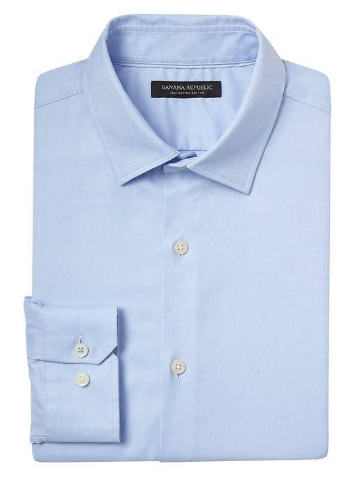 Banana Republic Mens Grant Slim-fit Supima Cotton Textured Shirt Light Blue Size S