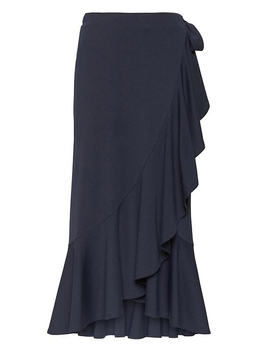 Banana Republic Soft Ponte Ruffle Wrap Midi Skirt