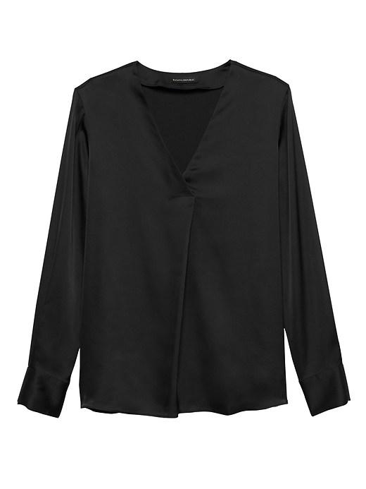Banana Republic Womens Petite Drapey V-neck Top Black Size Xs