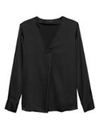 Banana Republic Womens Petite Drapey V-neck Top Black Size Xs