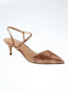 Banana Republic Asymmetrical Strap Kitten Heel - Metallic Snake Effect Leather