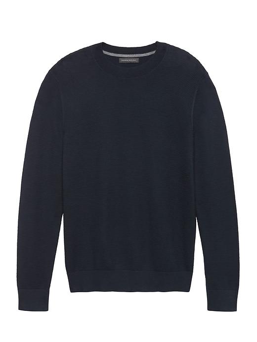 Banana Republic Mens Supima Cotton Textured Crew-neck Sweater Navy Size L