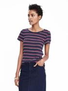 Banana Republic Womens Striped Pocket Tee Size L - Preppy Navy