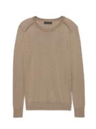 Banana Republic Womens Silk Cotton Crew-neck Sweater Taupe Heather Size S