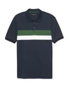 Banana Republic Mens Luxury-touch Chest Stripe Polo Shirt Navy Blue Size M