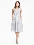 Banana Republic Womens Stripe Ruffle Neck Cotton Dress Size 0 Petite - Blue Stripe