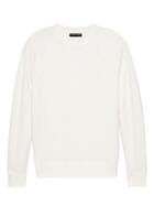 Banana Republic Mens Textured Double-knit Crew-neck T-shirt Gypsum White Size Xl