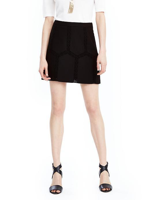 Banana Republic Womens Embroidered Lace Mini Skirt Size 0 - Black