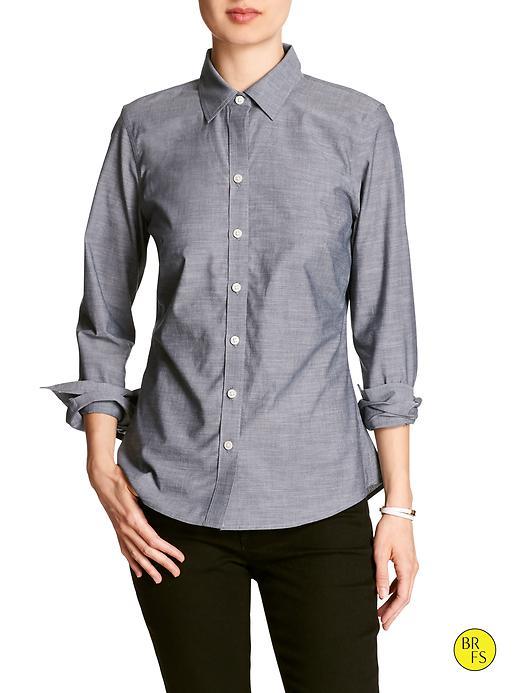 Banana Republic Womens Factory Non Iron Chambray Shirt Size 0 - Chambray