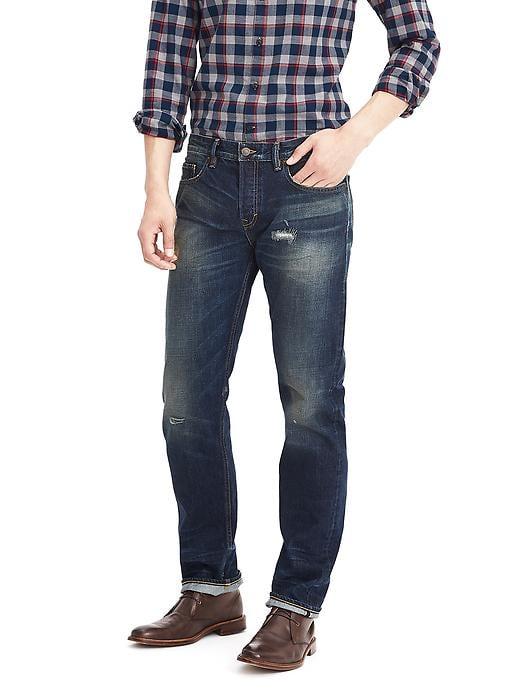 Banana Republic Mens Straight Rugged White Oak Selvedge Jean Indigo Size 30w