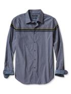 Banana Republic Mens Camden Fit Custom 078 Wash Chest Stripe Shirt Size L Tall - Preppy Navy