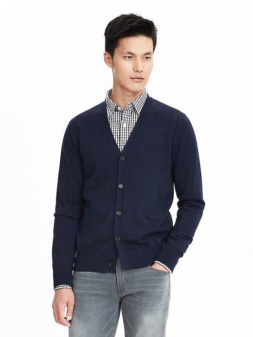 Banana Republic Mens Silk Cotton Cashmere Cardigan Size L Tall - Preppy Navy