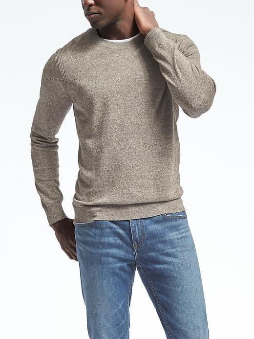 Banana Republic Mens Silk Linen Crew Pullover - Moroccan Step