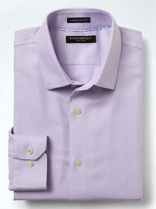 Banana Republic Mens Camden Fit Non Iron Textured Shirt - Warm Violet