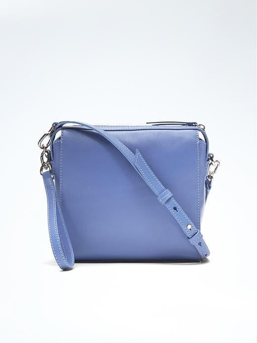 Banana Republic Italian Leather Soft Box Crossbody - Caribbean Blue