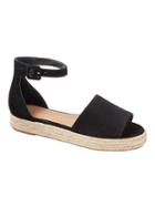 Banana Republic Womens Peep-toe Flatform Espadrille Sandal Black Suede Size 9