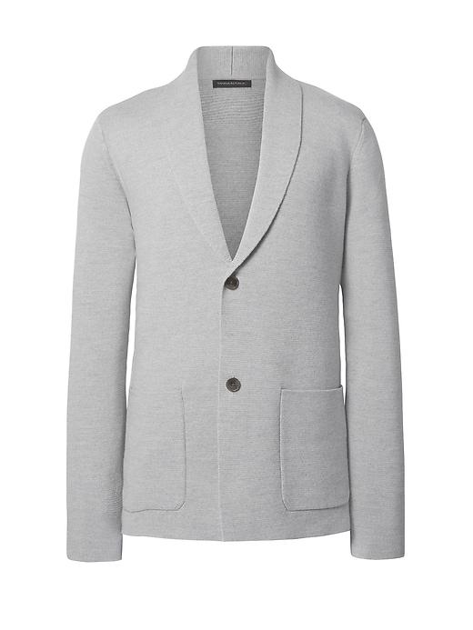 Banana Republic Mens Extra-fine Merino Sweater Blazer Light Gray Size L