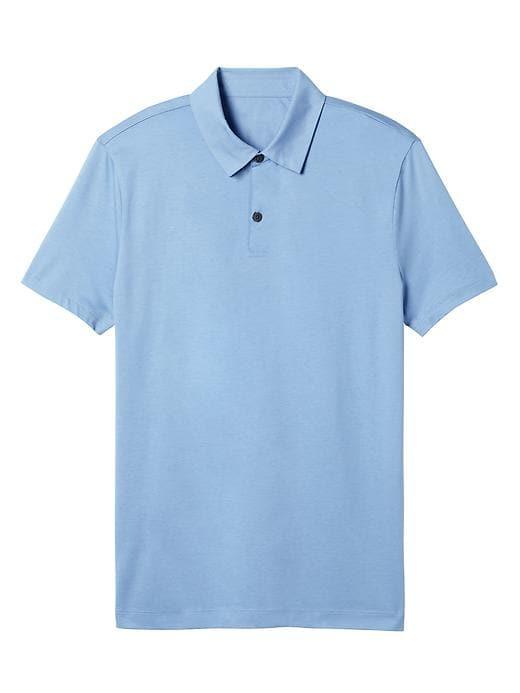 Banana Republic Mens Mercerized Cotton-modal Polo Shirt Blue Dusk Size L