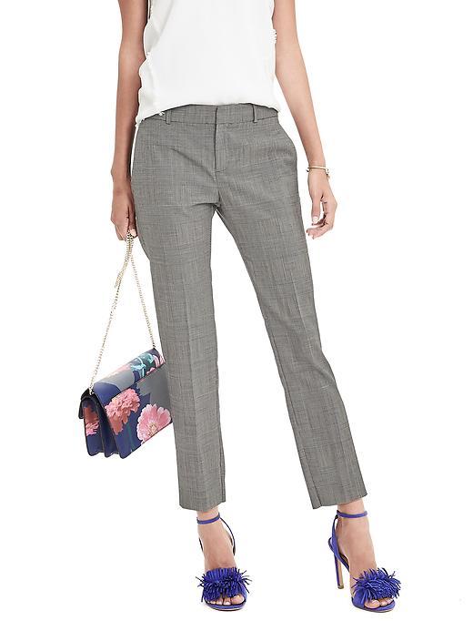 Banana Republic Womens Avery Fit Gray Lightweight Wool Crop Size 0 Regular - Gray Glen Plaid