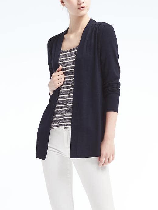 Banana Republic Womens Long Sleeve Soft Jersey Cardigan - Navy