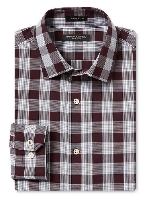 Banana Republic Mens Camden Fit Non Iron Bold Gingham Shirt Size L Tall - Royal Violet