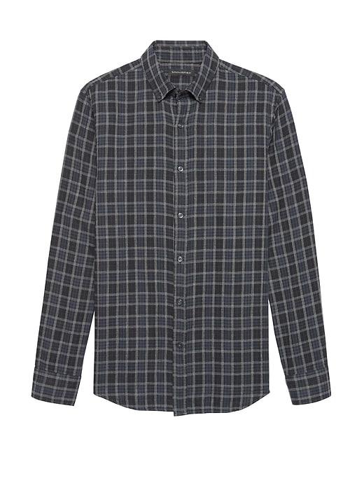 Banana Republic Mens New Slim-fit Double-weave Shirt Blue Iris Size M