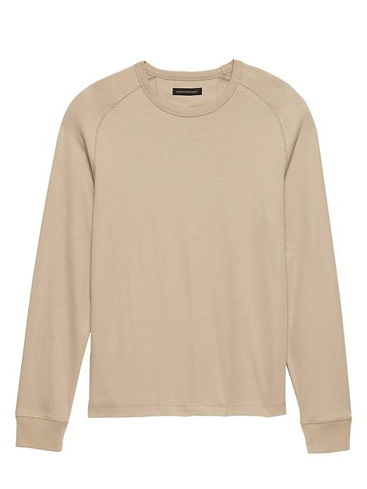 Banana Republic Mens Core Temp Waffle-knit Long-sleeve T-shirt Desert Dune Size M