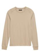 Banana Republic Mens Core Temp Waffle-knit Long-sleeve T-shirt Desert Dune Size M