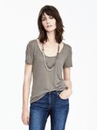 Banana Republic Womens Modal Scoop Neck Tee Size L - Pacific Taupe