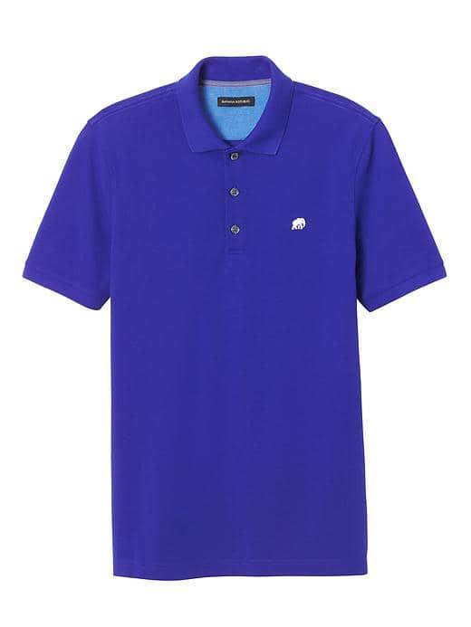 Banana Republic Mens Solid Pique Polo - Dreamy Royal