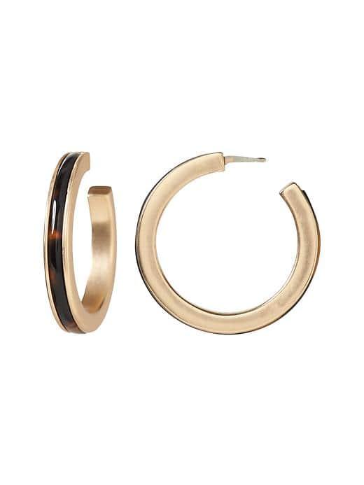 Banana Republic Classic Tortoise Shell Small Hoop Earring - Gold