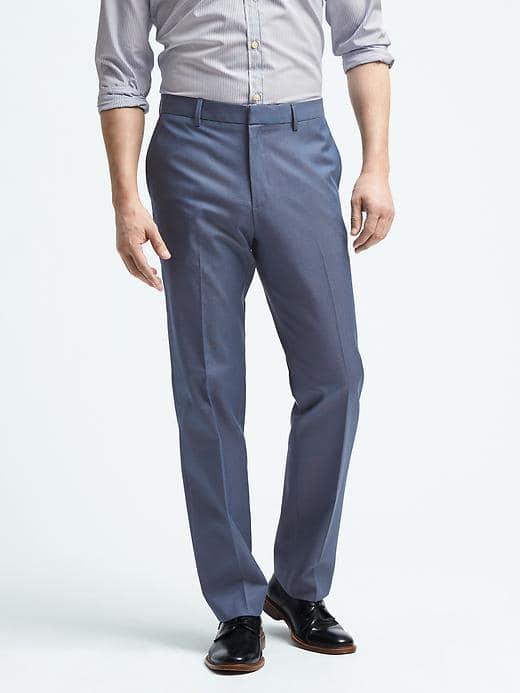 Banana Republic Mens Standard Fit Non Iron Blue Pant - Blue