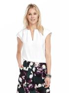 Banana Republic Womens Pleated Crepe Blouse Size Xl - White