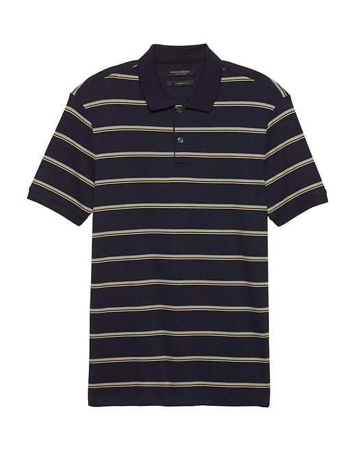 Banana Republic Mens Luxury-touch Stripe Polo Shirt Navy Size M
