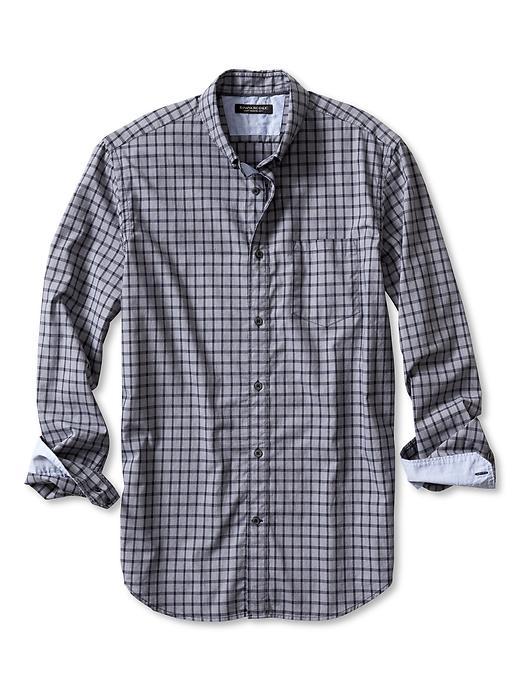 Banana Republic Mens Slim Fit Custom 078 Wash Gingham Shirt Size L Tall - Preppy Navy