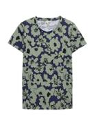 Banana Republic Womens Supima Cotton Floral Crew-neck T-shirt Navy Star Size S