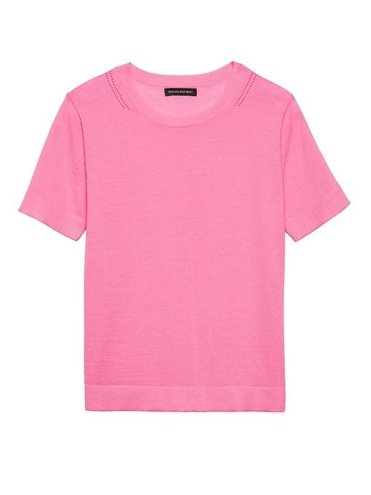 Banana Republic Womens Machine-washable Merino Short-sleeve Crew Pink Passion Size M