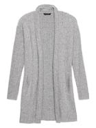 Banana Republic Womens Cozy Ribbed Lightweight Duster Cardigan Heather Gray Size S