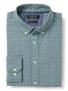 Banana Republic Mens Camden Fit Mini Plaid Custom 078 Wash Shirt - Preppy Navy