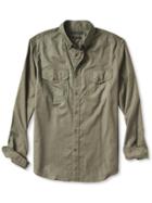 Banana Republic Mens Grant Fit Micro Twill Solid Shirt Size L Tall - New Olive