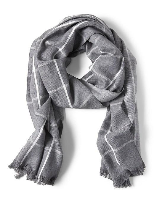 Banana Republic Mens Windowpane Cotton-wool Scarf Heather Gray Size One Size