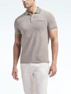 Banana Republic Mens Slim Pique Novelty Collar Polo - Gray Texture