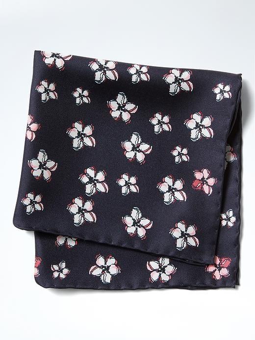 Banana Republic Mens Hook And Albert Floral Print Pocket Square - Navy