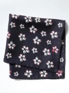 Banana Republic Mens Hook And Albert Floral Print Pocket Square - Navy