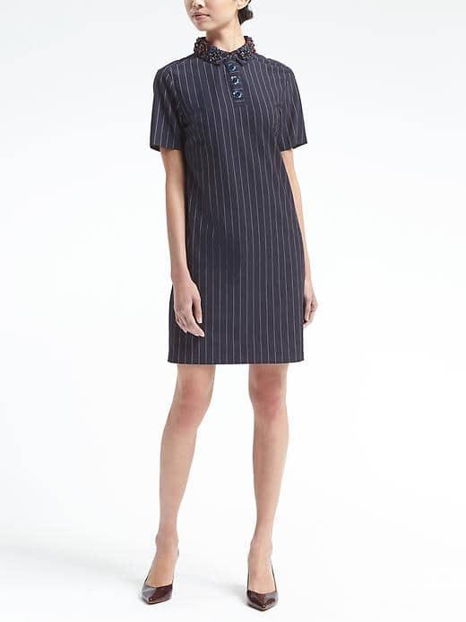 Banana Republic Womens Embellished Collar Polo Dress - Navy