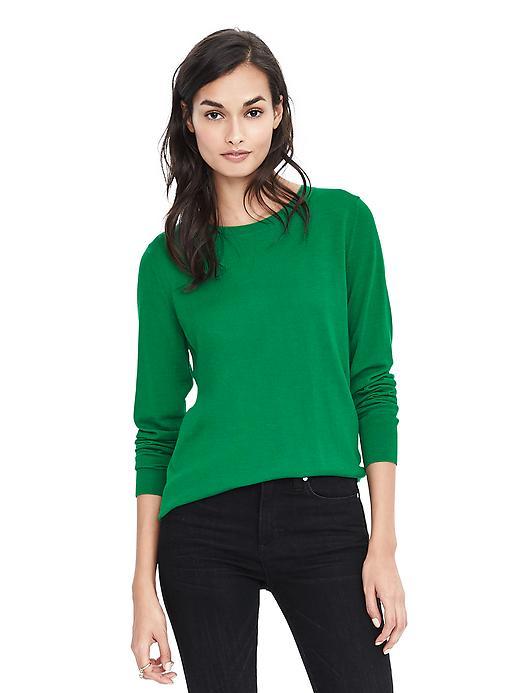 Banana Republic Womens Merino Crew Sweater - Kelly Green