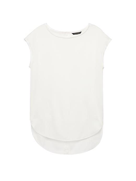 Banana Republic Womens Petite High-low Curved Hem Top White Size M
