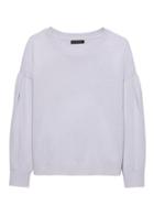 Banana Republic Womens Feather-touch Rounded Sleeve Crew-neck Sweater Lavender Gray Size Xl