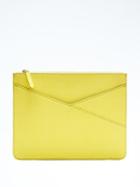 Banana Republic Womens Snake Faux Leather Zip Pouch - Spring Yellow