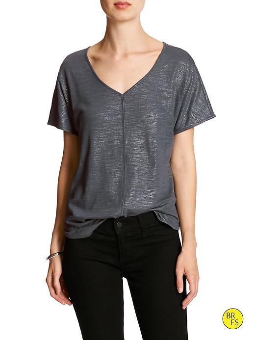 Banana Republic Factory Foil Seam Tee Size Xxs Petite - Petrol Blue